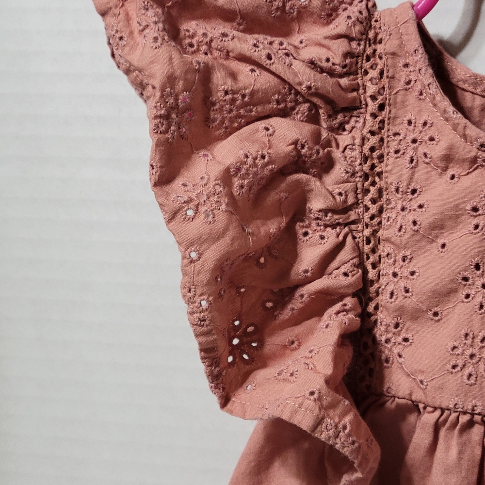 Art Class Girls 2T Pink Eyelet Flutter Sleeve Dress - Picture 5 of 6